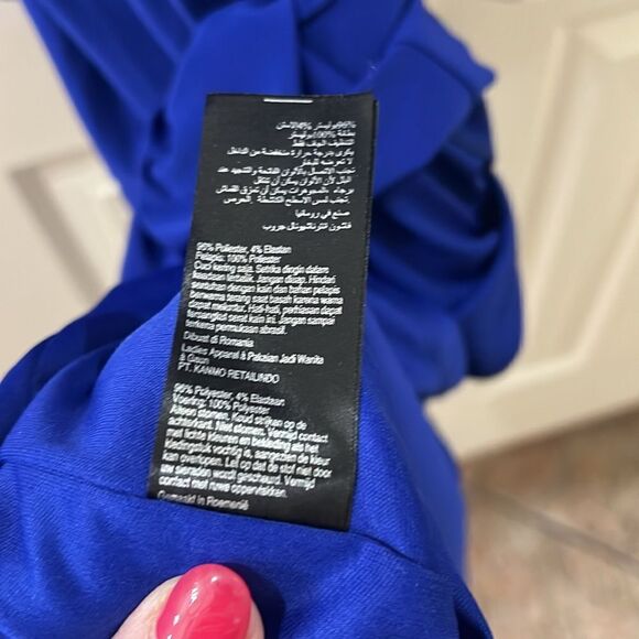 Coast Dress Sz 10 Colbalt Blue Maxi Square Neck Sleeveless Slimming Ruched Front - Picture 14 of 15